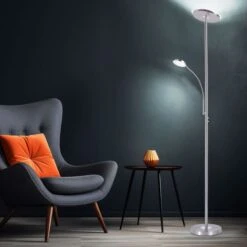 LED Deckenfluter Mit Flexiblem Leselichtarm Und Touchdimmer