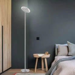 LED Deckenfluter, Stahlfarben, Touchdimmer, Höhe 190 Cm