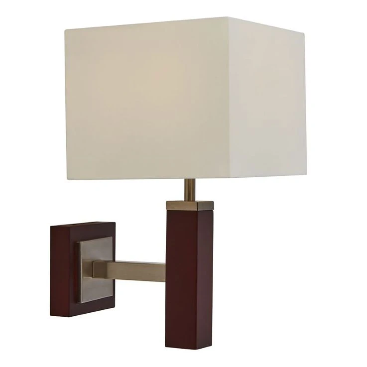 Wandleuchte, Holz Braun, Silber, Textil Weiß H 35 Cm – Bild 3