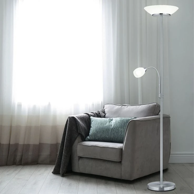 Deckenfluter, Lesespot, Flexo-Arm, Glas Weiß, H 180 Cm – Bild 5