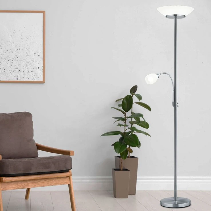 Deckenfluter, Lesespot, Flexo-Arm, Glas Weiß, H 180 Cm – Bild 3