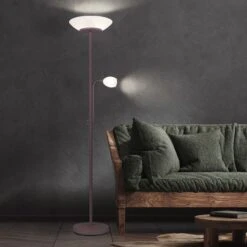 Stehleuchte, Glas, Weiß, Flexoarm, Rost, H 180 Cm