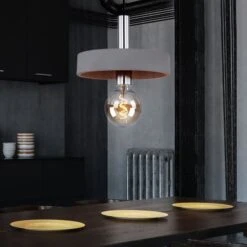 Hängeleuchte, Metall, Beton, Grau, H 171 Cm