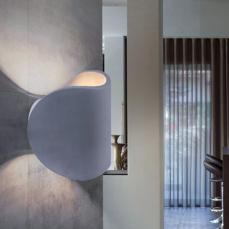 LED Wandleuchte, Beton, Grau, Halbrund, H 15,7 Cm