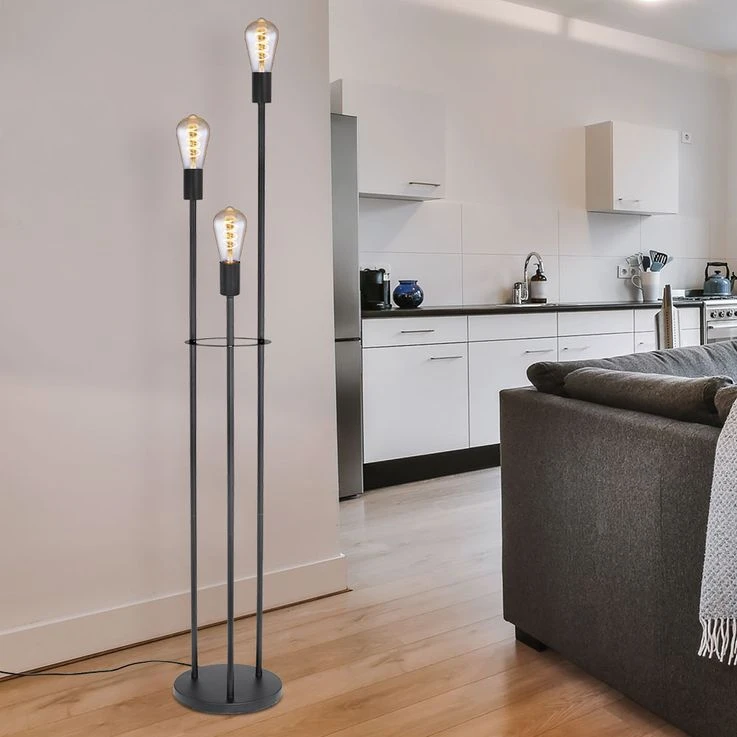 Stehleuchte, 3-flammig, Schwarz, Höhe 140 Cm, MARTHA – Bild 6