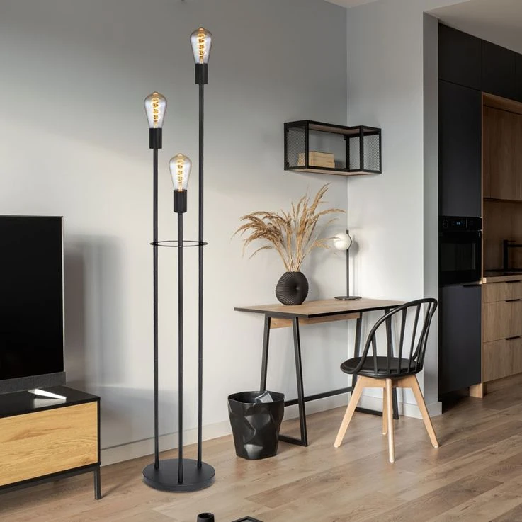 Stehleuchte, 3-flammig, Schwarz, Höhe 140 Cm, MARTHA – Bild 4