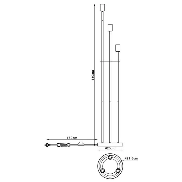 Stehleuchte, 3-flammig, Schwarz, Höhe 140 Cm, MARTHA – Bild 11