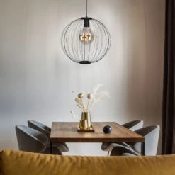 Hängeleuchte ROZA, Schwarz, Dimmbar, Kugel Aus Metallstäbe