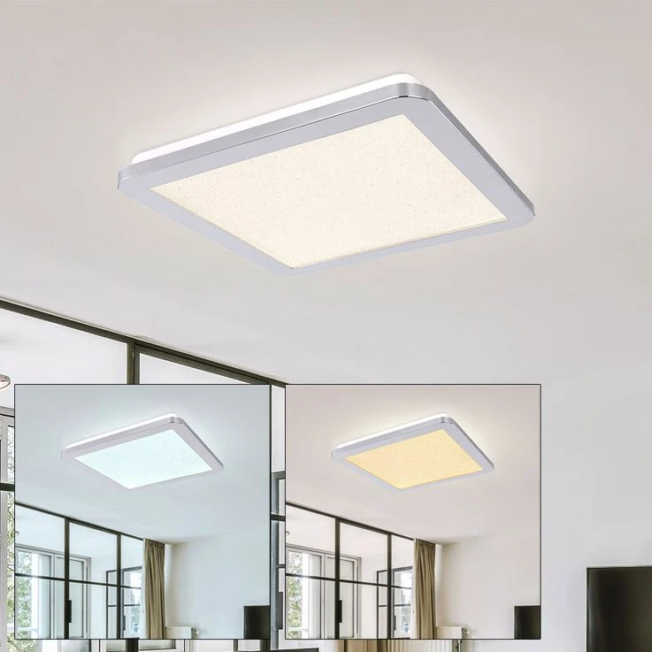 LED Deckenlampe, CCT, Kristalleffekt, IP44, H 3cm