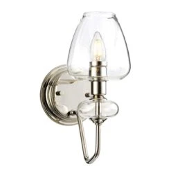 Wandlampe, Stahl Glas, Nickel, B 13,4 Cm