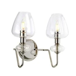 Wandlampe, Stahl Glas, Nickel, B 34,5 Cm