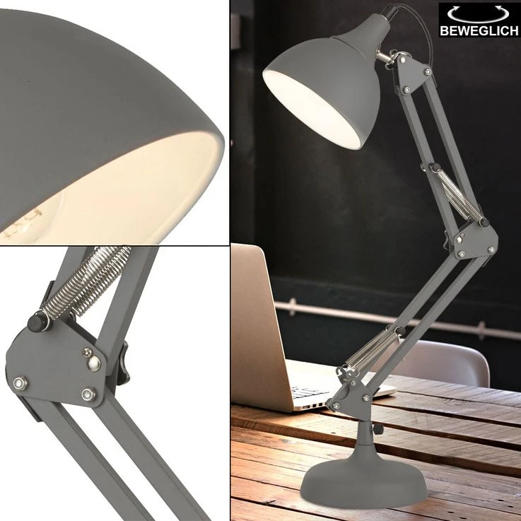 Tischleuchte, Gelenke Verstellbar, Grau, Höhe 52 Cm – Bild 3