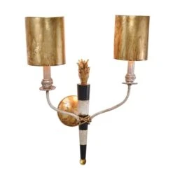 Wandlampe, Stahl, Gold Schwarz, H 58,5 Cm