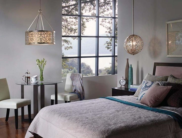 Pendellampe, Deckenleuchte, Stahl Glas, Silber, D 58,4 Cm – Bild 2