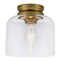 Deckenleuchte, Stahl Messing, Glas Klar, D 22,9 Cm