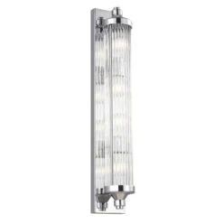 LED Wandleuchte, Chrom, Glas Strukturiert, H 73,1 Cm