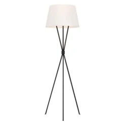 Stehleuchte, Stahl Leinen, Eisen, H 139,7 Cm