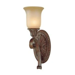 Wandlampe, Stahl Glas, Bronze, H 45,7 Cm