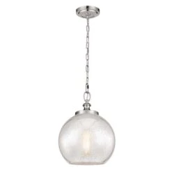 Pendellampe, Deckenlampe, Stahl Glas, Edelstahl, D 30,5 Cm