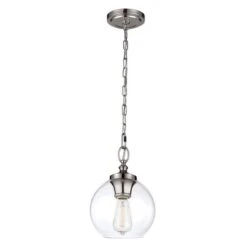 Pendellampe, Deckenlampe, Stahl Glas, Nickel, D 21,6 Cm
