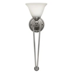 Wandlampe, Glas Stahl, Nickel, H 66 Cm