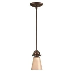 Pendelleuchte, Deckenlampe, Stahl Glas, Bronze, D 12,7 Cm