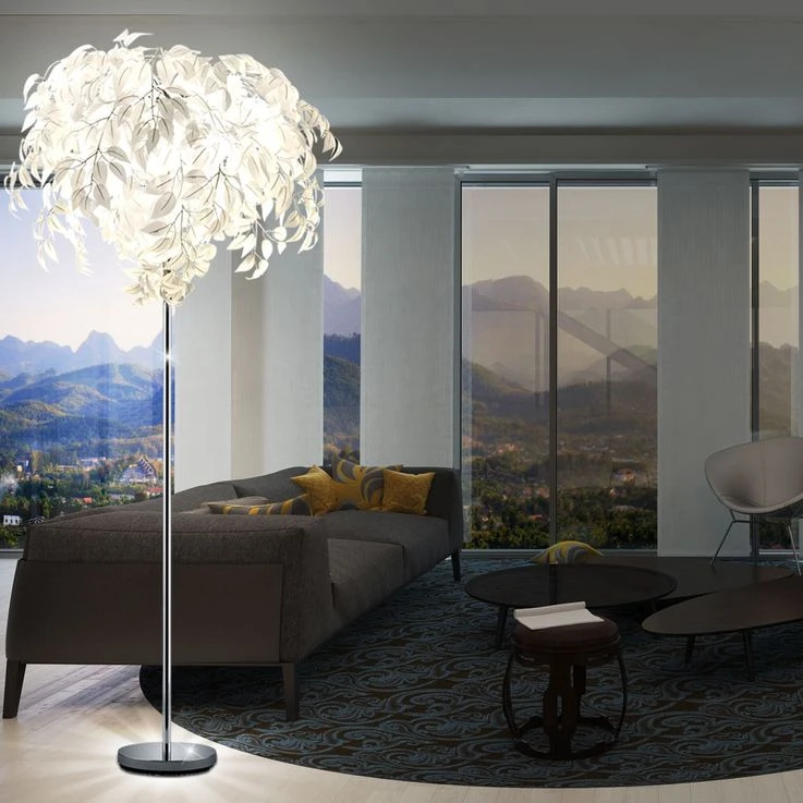 Stehleuchte, Blätter-Design, Chrom, Weiß, H 180 Cm – Bild 10