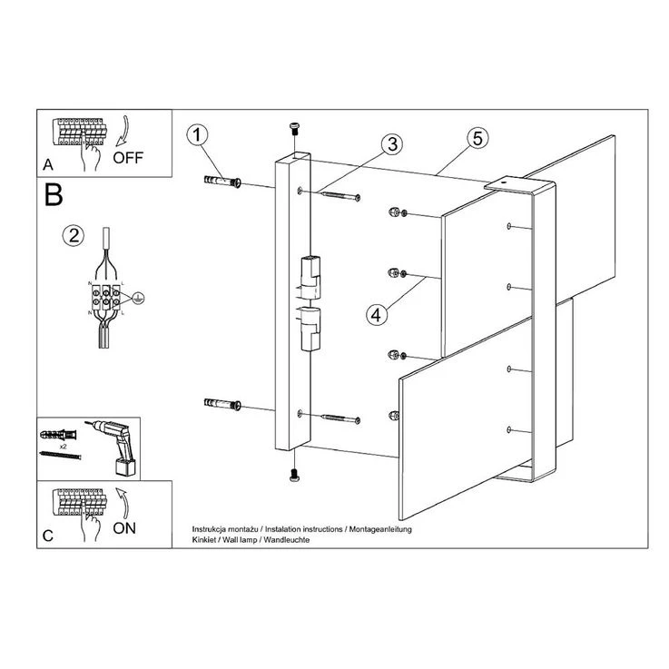 Wandleuchte, Stahl Glas, Weiß, L 39 Cm – Bild 3