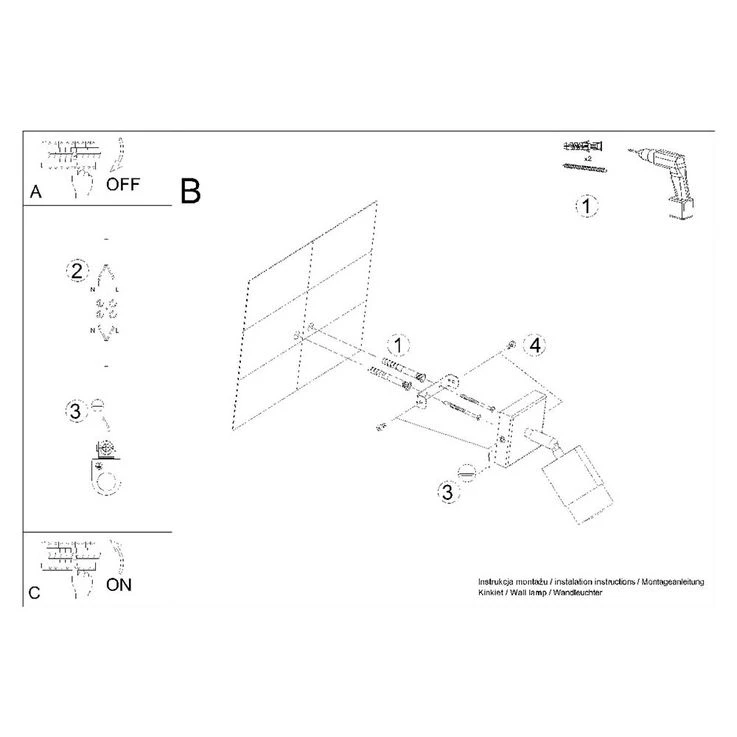 Wandleuchte, Stahl, Schwarz Chrome – Bild 3