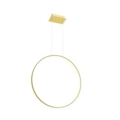 LED Hängeleuchte, Stahl Gold, Ring Design, H 150 Cm